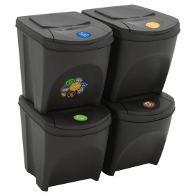 vidaXL Stapelbare Mülleimer 4 Stk. Grau 100 L Polypropylen