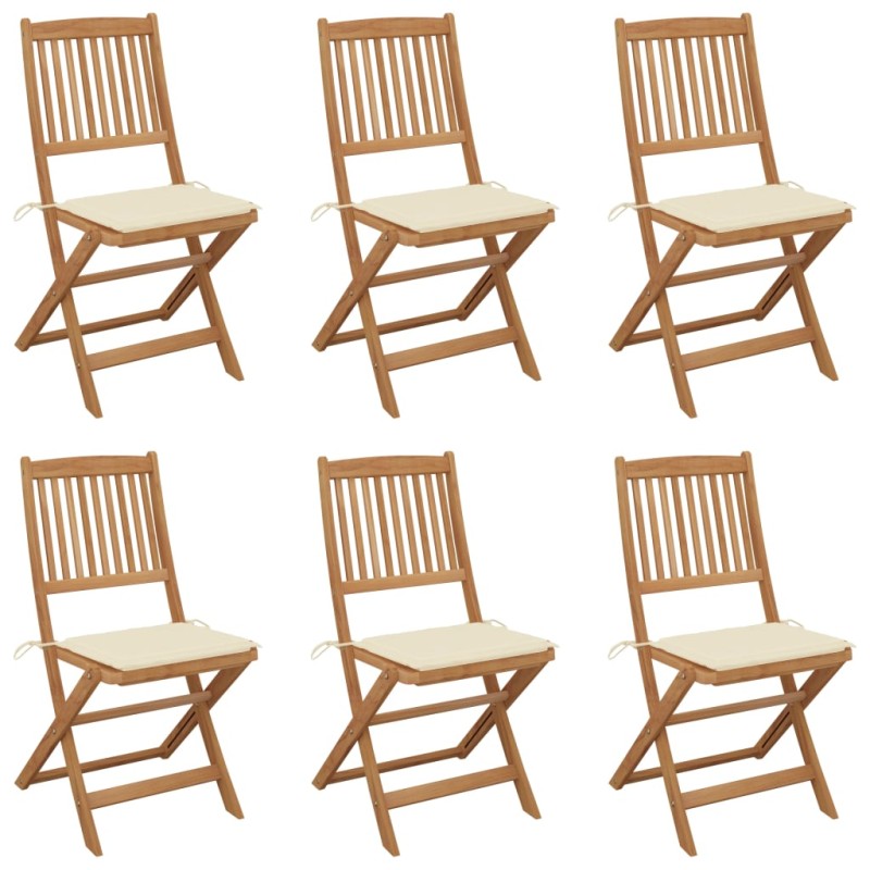 Klappbare Gartenstühle 6 Stk. mit Kissen Massivholz Akazie Klappbare Gartenstühle 6 Stk. mit Kissen Massivholz Akazie