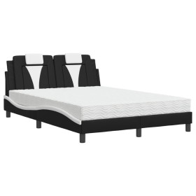 vidaXL Bett mit Matratze Schwarz und Weiß 140x200 cm Kunstleder