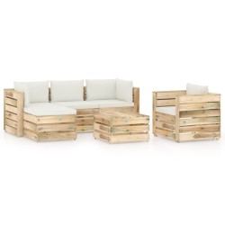 6-tlg. Garten-Lounge-Set mit Kissen Grün Imprägniertes Holz