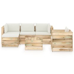 6-tlg. Garten-Lounge-Set mit Kissen Grün Imprägniertes Holz