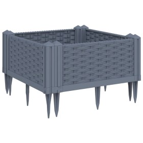 vidaXL Pflanzkasten mit Erdspießen Grau 42,5x42,5x28,5 cm PP