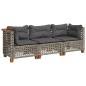 vidaXL Gartensofa mit Kissen 3-Sitzer Grau Poly Rattan vidaXL Gartensofa mit Kissen 3-Sitzer Grau Poly Rattan