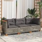 vidaXL Gartensofa mit Kissen 3-Sitzer Grau Poly Rattan vidaXL Gartensofa mit Kissen 3-Sitzer Grau Poly Rattan
