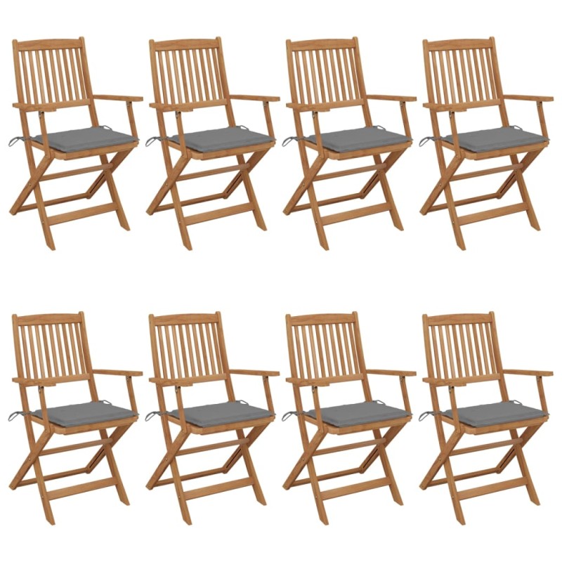 Klappbare Gartenstühle 8 Stk. mit Kissen Massivholz Akazie Klappbare Gartenstühle 8 Stk. mit Kissen Massivholz Akazie
