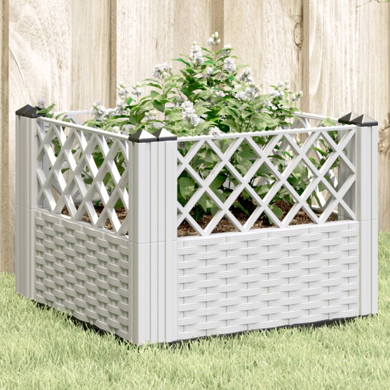 vidaXL Pflanzkasten mit Erdspießen Weiß 43,5x43,5x43,5 cm PP vidaXL Pflanzkasten mit Erdspießen Weiß 43,5x43,5x43,5 cm PP