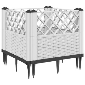 vidaXL Pflanzkasten mit Erdspießen Weiß 43,5x43,5x43,5 cm PP