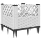 vidaXL Pflanzkasten mit Erdspießen Weiß 43,5x43,5x43,5 cm PP vidaXL Pflanzkasten mit Erdspießen Weiß 43,5x43,5x43,5 cm PP
