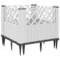 vidaXL Pflanzkasten mit Erdspießen Weiß 43,5x43,5x43,5 cm PP vidaXL Pflanzkasten mit Erdspießen Weiß 43,5x43,5x43,5 cm PP