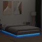 vidaXL Bettgestell mit LED Betongrau 135x190 cm Holzwerkstoff vidaXL Bettgestell mit LED Betongrau 135x190 cm Holzwerkstoff