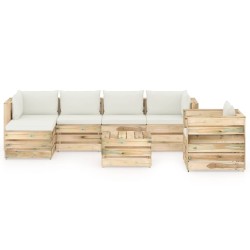 7-tlg. Garten-Lounge-Set mit Kissen Grün Imprägniertes Holz