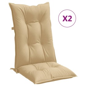 vidaXL Hochlehner-Auflagen 2 Stk. Melange Beige 120x50x7 cm Stoff