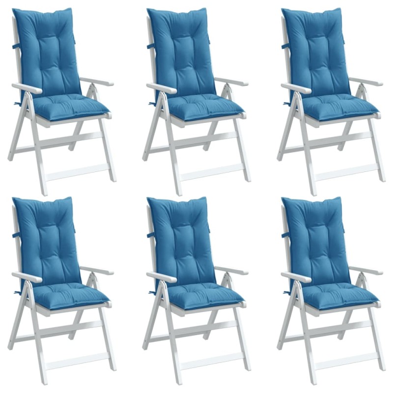 vidaXL Hochlehner-Auflagen 6 Stk. Melange Blau 120x50x7 cm Stoff vidaXL Hochlehner-Auflagen 6 Stk. Melange Blau 120x50x7 cm Stoff