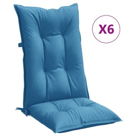 vidaXL Hochlehner-Auflagen 6 Stk. Melange Blau 120x50x7 cm Stoff