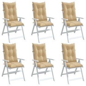 vidaXL Hochlehner-Auflagen 6 Stk. Melange Beige 120x50x7 cm Stoff