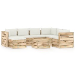 8-tlg. Garten-Lounge-Set mit Kissen Grün Imprägniertes Holz