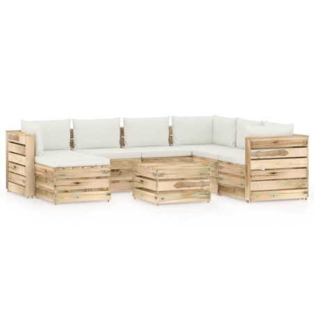 8-tlg. Garten-Lounge-Set mit Kissen Grün Imprägniertes Holz
