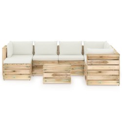 8-tlg. Garten-Lounge-Set mit Kissen Grün Imprägniertes Holz