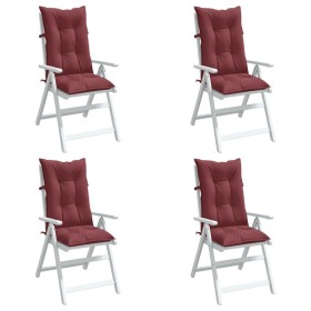 vidaXL Hochlehner-Auflagen 4 Stk. Melange Weinrot 120x50x7 cm Stoff