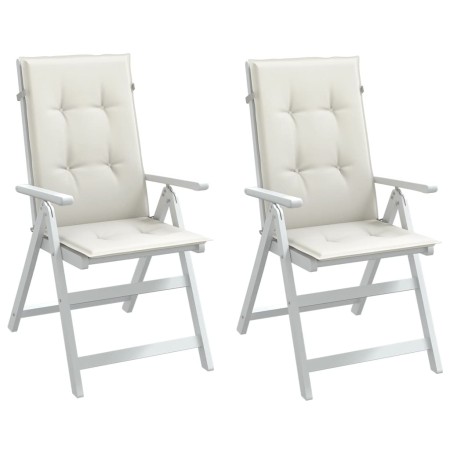 vidaXL Hochlehner-Auflagen 2 Stk. Melange Creme 120x50x4 cm Stoff