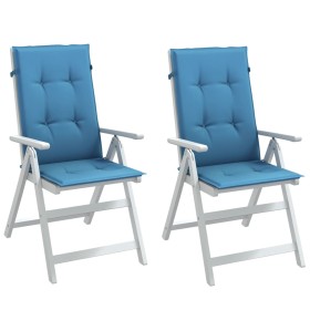 vidaXL Hochlehner-Auflagen 2 Stk. Melange Blau 120x50x4 cm Stoff