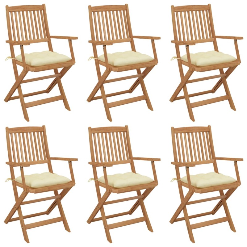 Klappbare Gartenstühle 6 Stk. mit Kissen Massivholz Akazie Klappbare Gartenstühle 6 Stk. mit Kissen Massivholz Akazie