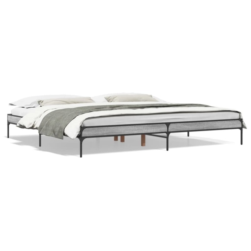 vidaXL Bettgestell Grau Sonoma 200x200 cm Holzwerkstoff und Metall vidaXL Bettgestell Grau Sonoma 200x200 cm Holzwerkstoff und Metall