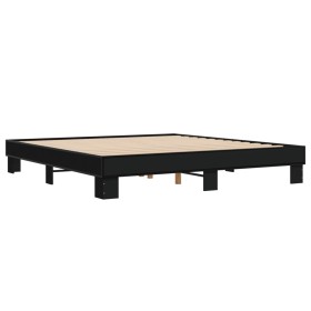 vidaXL Bettgestell Schwarz 200x200 cm Holzwerkstoff und Metall