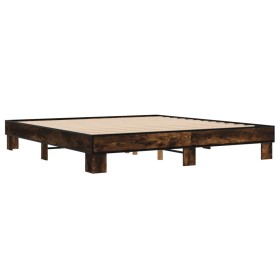 vidaXL Bettgestell Räuchereiche 160x200 cm Holzwerkstoff und Metall