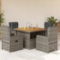 vidaXL 5-tlg. Garten-Essgruppe mit Kissen Grau Poly Rattan vidaXL 5-tlg. Garten-Essgruppe mit Kissen Grau Poly Rattan