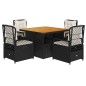 vidaXL 5-tlg. Garten-Essgruppe mit Kissen Schwarz Poly Rattan vidaXL 5-tlg. Garten-Essgruppe mit Kissen Schwarz Poly Rattan