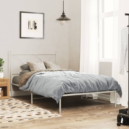 vidaXL Bettgestell mit Kopfteil Metall Weiß 100x200 cm