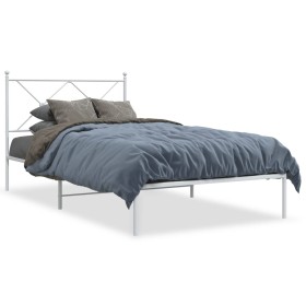 vidaXL Bettgestell mit Kopfteil Metall Weiß 100x200 cm