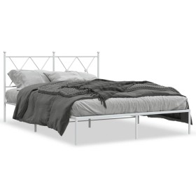 vidaXL Bettgestell mit Kopfteil Metall Weiß 135x190 cm
