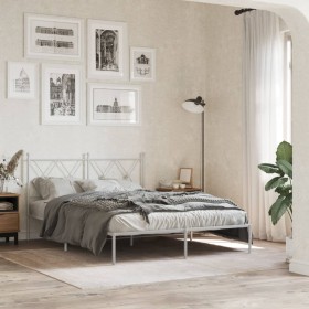 vidaXL Bettgestell mit Kopfteil Metall Weiß 140x200 cm