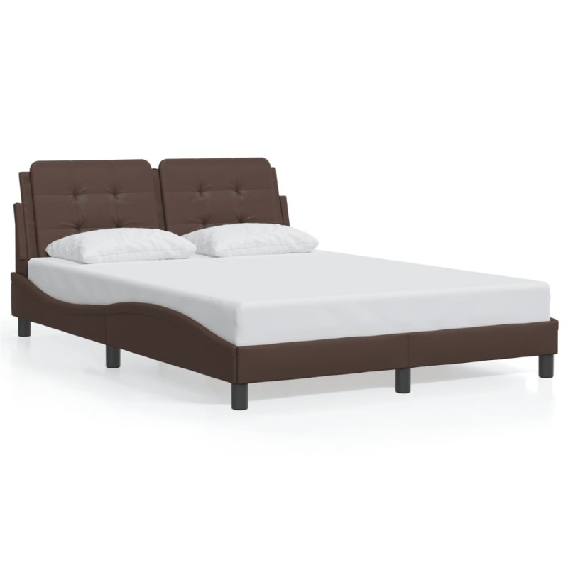 vidaXL Bettgestell mit Kopfteil Braun 140x200 cm Kunstleder vidaXL Bettgestell mit Kopfteil Braun 140x200 cm Kunstleder