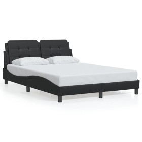 vidaXL Bettgestell mit Kopfteil Schwarz 140x200 cm Kunstleder