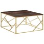 vidaXL Couchtisch Golden Edelstahl und Massive Holzschwellen vidaXL Couchtisch Golden Edelstahl und Massive Holzschwellen
