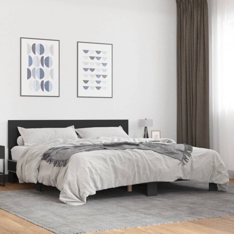 vidaXL Bettgestell Schwarz 200x200 cm Holzwerkstoff und Metall vidaXL Bettgestell Schwarz 200x200 cm Holzwerkstoff und Metall