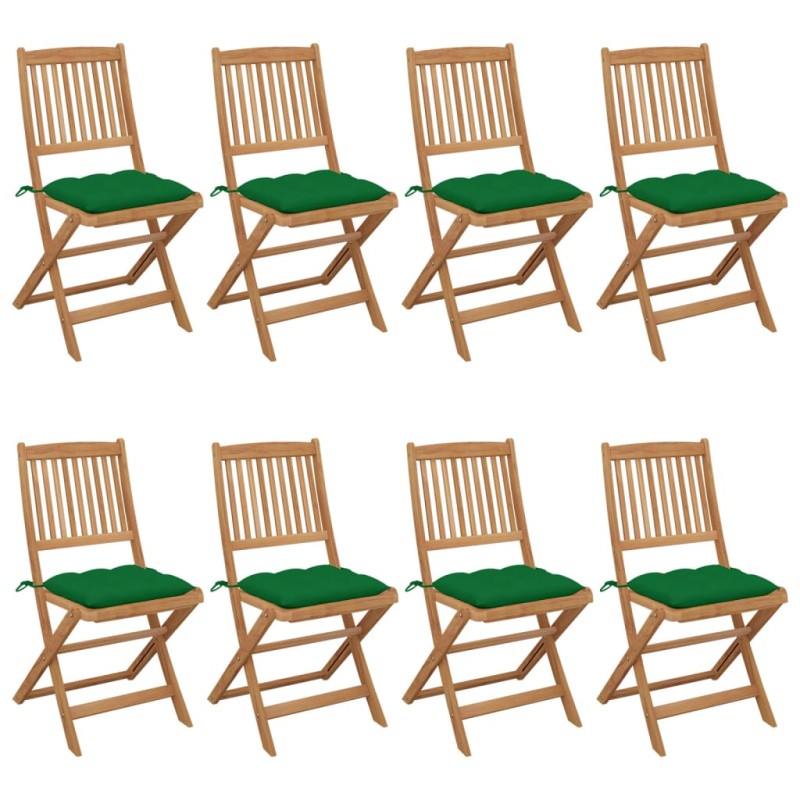 Klappbare Gartenstühle 8 Stk. mit Kissen Massivholz Akazie Klappbare Gartenstühle 8 Stk. mit Kissen Massivholz Akazie