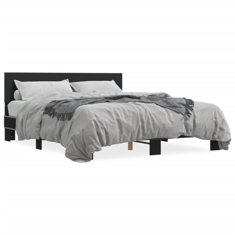 vidaXL Bettgestell Schwarz 150x200 cm Holzwerkstoff und Metall vidaXL Bettgestell Schwarz 150x200 cm Holzwerkstoff und Metall