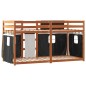 vidaXL Etagenbett mit Vorhängen Weiß Schwarz 90x200 cm Kiefernholz