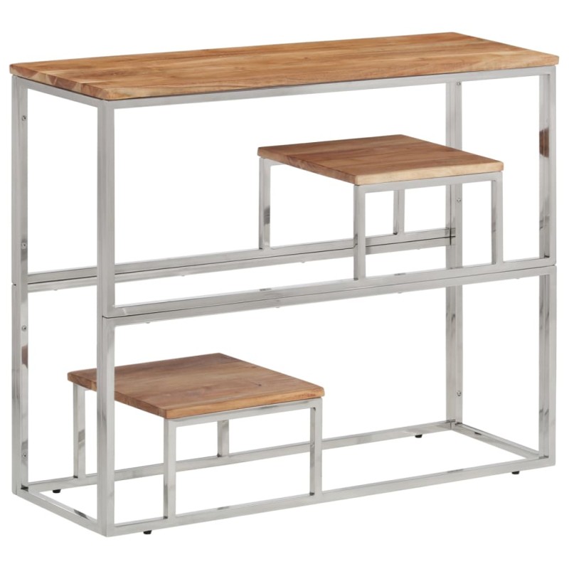 vidaXL Konsolentisch Silbern Edelstahl und Massivholz Akazie vidaXL Konsolentisch Silbern Edelstahl und Massivholz Akazie