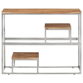 vidaXL Konsolentisch Silbern Edelstahl und Massivholz Akazie