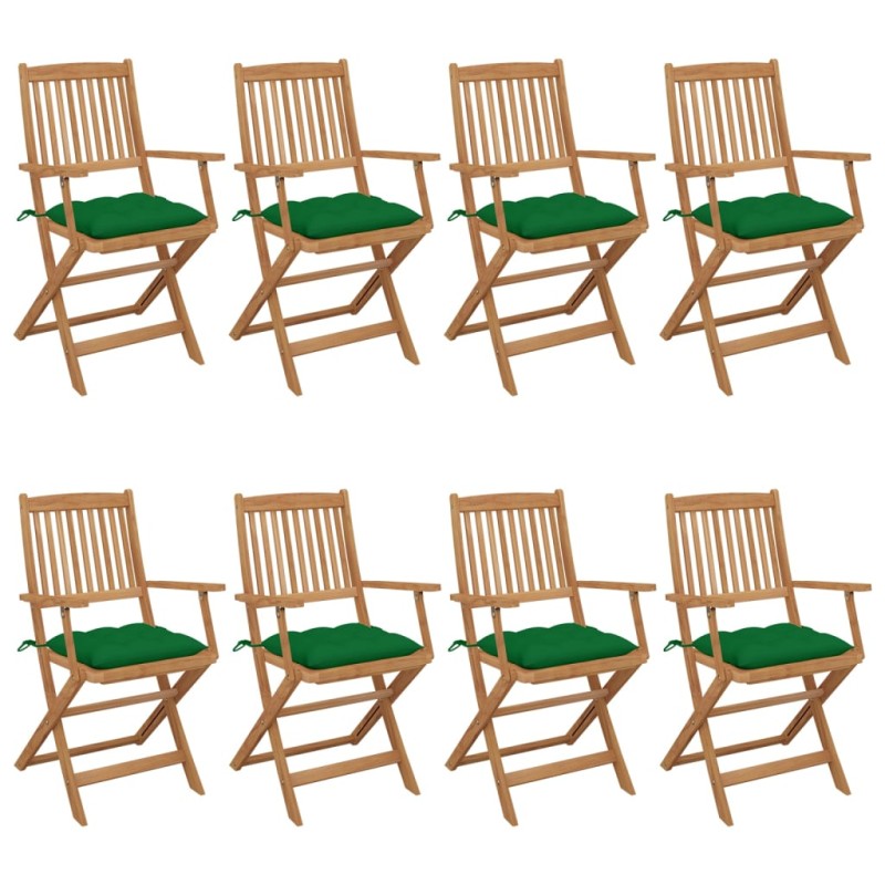 Klappbare Gartenstühle 8 Stk. mit Kissen Massivholz Akazie Klappbare Gartenstühle 8 Stk. mit Kissen Massivholz Akazie