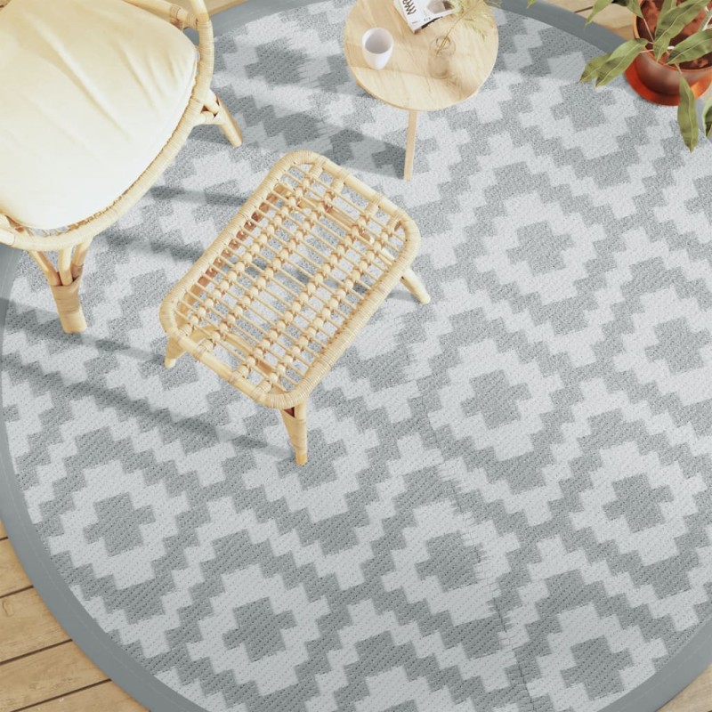 vidaXL Outdoor-Teppich Grau Ø200 cm PP vidaXL Outdoor-Teppich Grau Ø200 cm PP