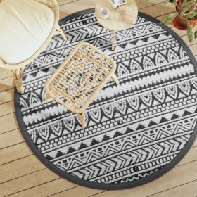 vidaXL Outdoor-Teppich Schwarz Ø160 cm PP