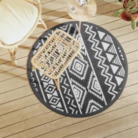 vidaXL Outdoor-Teppich Schwarz Ø120 cm PP