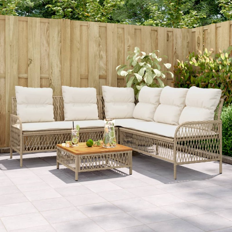 vidaXL 2-tlg. Garten-Sofagarnitur mit Kissen Beige Poly Rattan vidaXL 2-tlg. Garten-Sofagarnitur mit Kissen Beige Poly Rattan