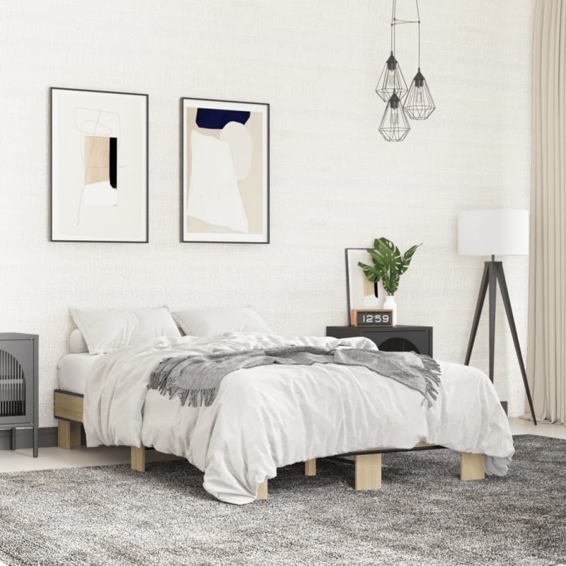 vidaXL Bettgestell Sonoma-Eiche 140x200 cm Holzwerkstoff und Metall vidaXL Bettgestell Sonoma-Eiche 140x200 cm Holzwerkstoff und Metall